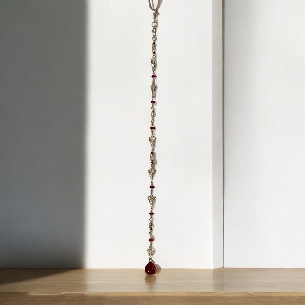 Handcrafted Silver and Red Hanging Decor